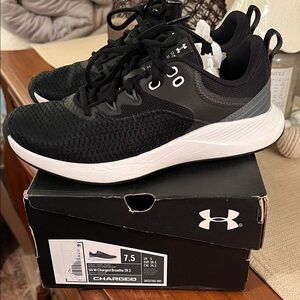 Under Armour Charged Black and White Athletic Shoes